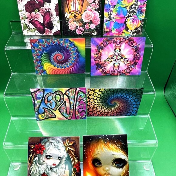 Kitchen Refrigerator Magnet Bundle Handmade Lot of 9 Peace Love Rainbow Flowers - Picture 1 of 11